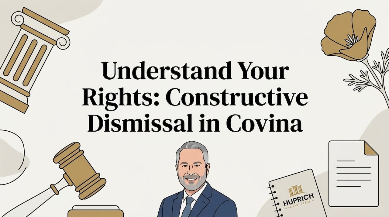 Decorative law blog title card with legal icons and clean space
