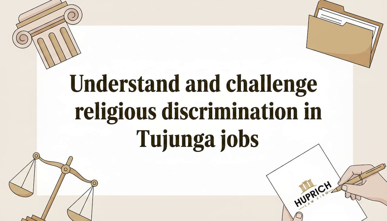 Editorial title card with law and workplace illustration