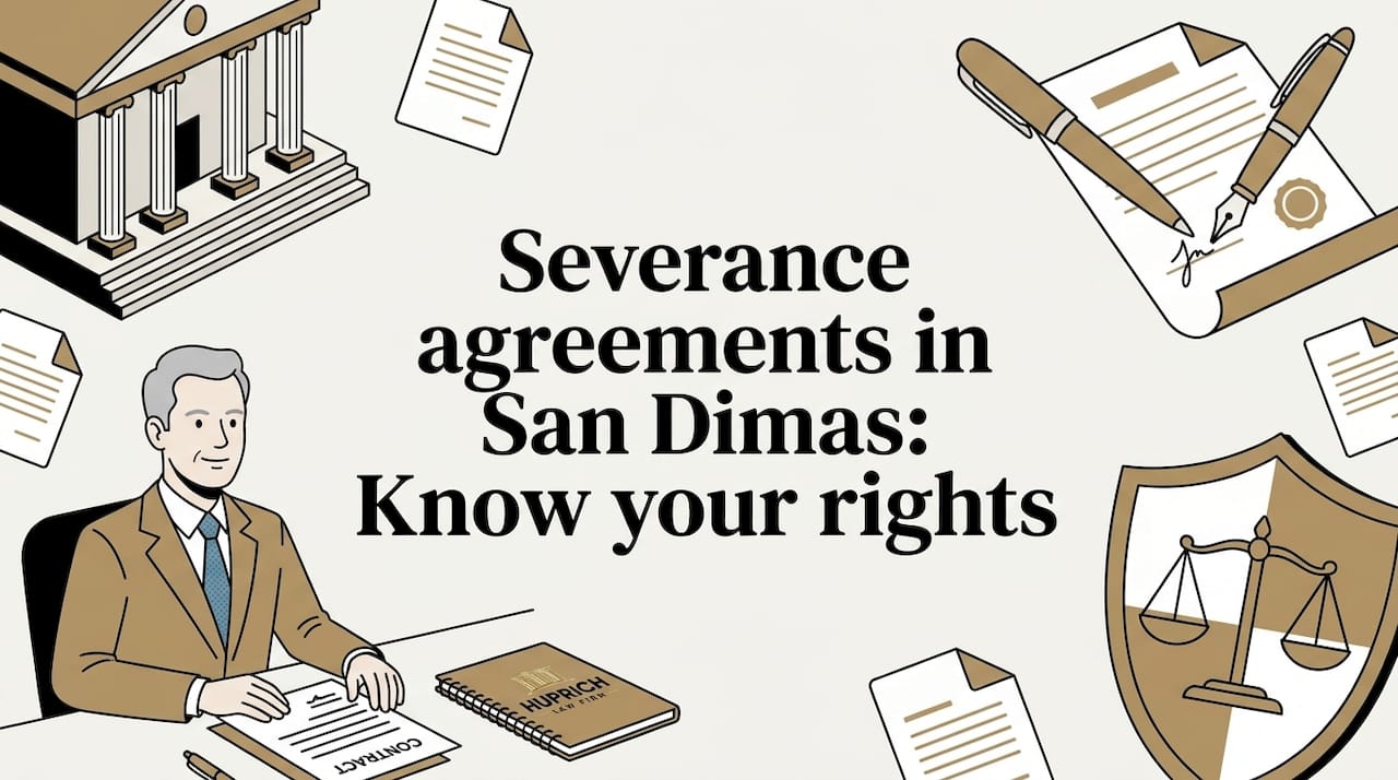 Legal themed title card illustration for severance agreements