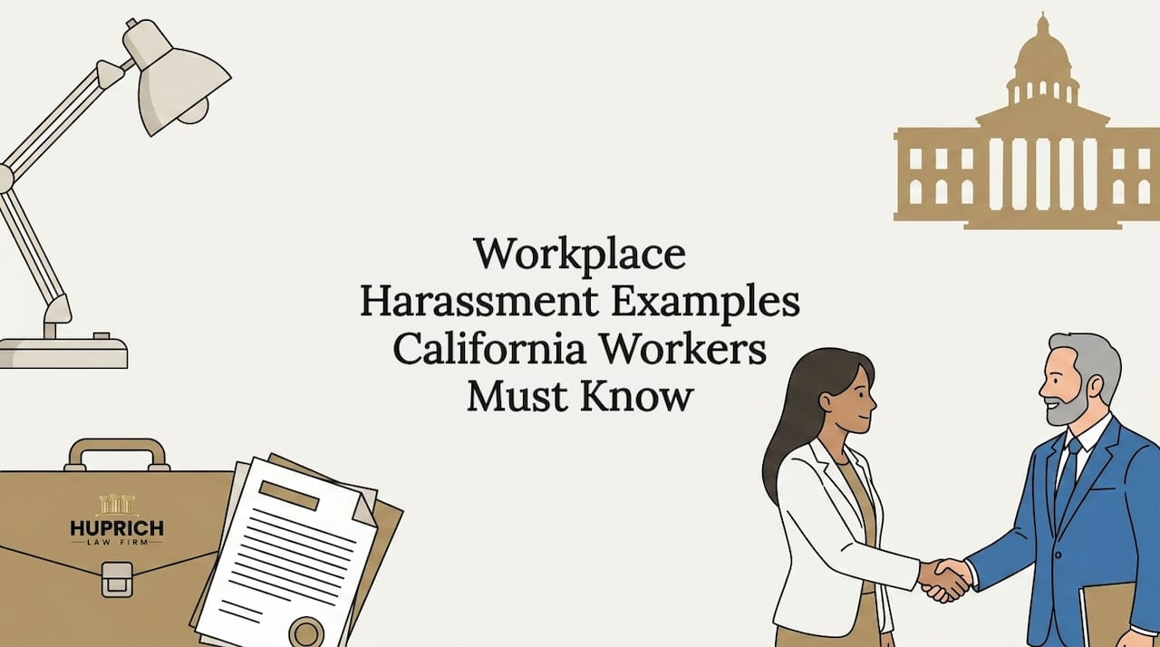 Editorial legal title card with workplace icons