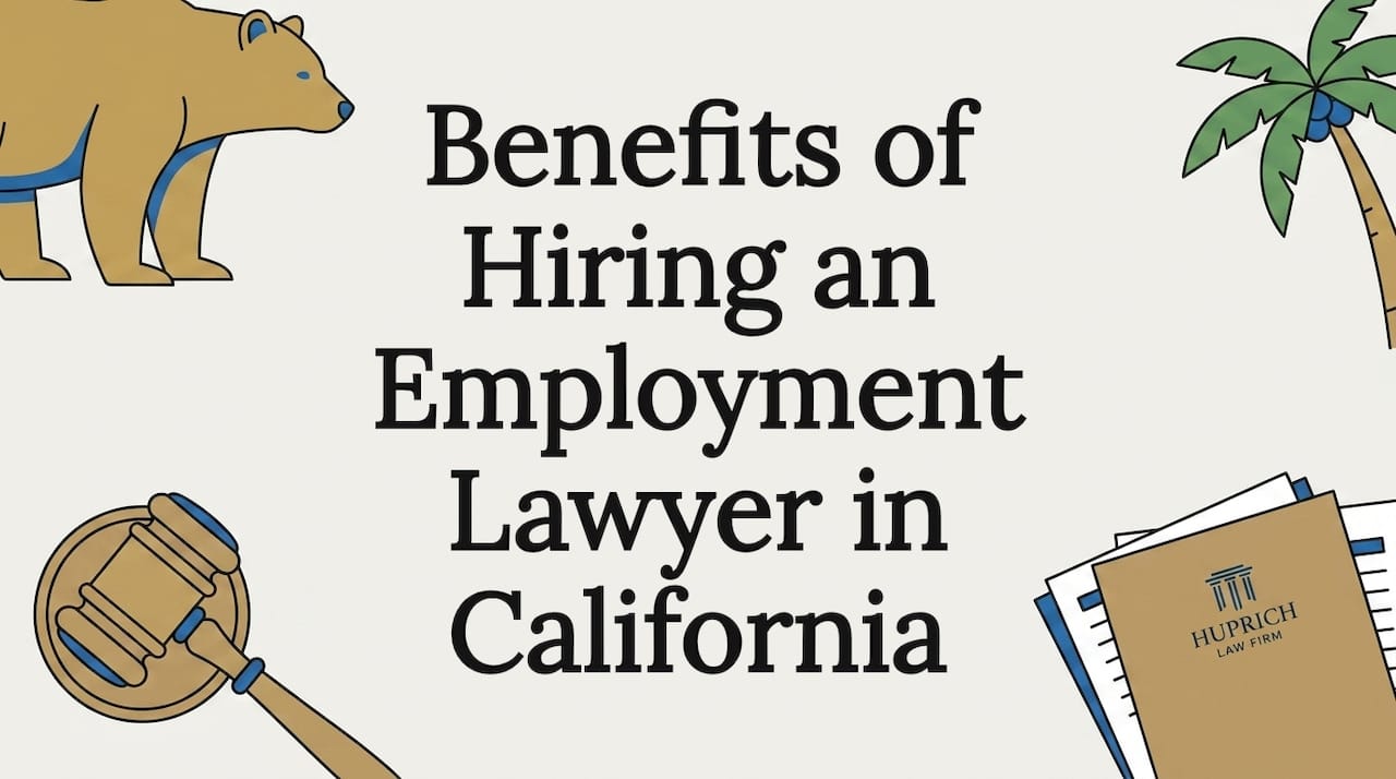 Decorative title card with California legal icons framing text