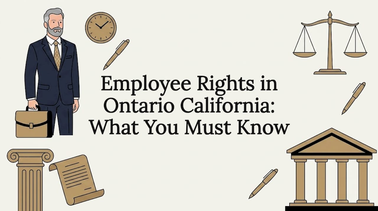 Editorial legal title card with law symbols