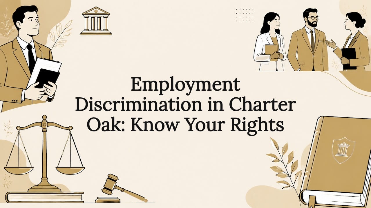 Decorative illustrated title card for employment discrimination article
