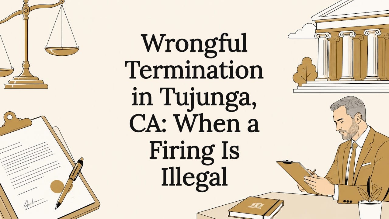 Decorative legal-themed title card illustration
