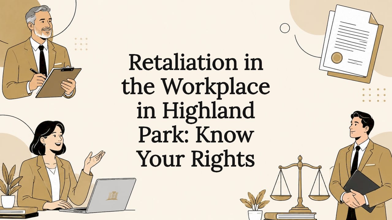 Decorative legal blog title card illustration