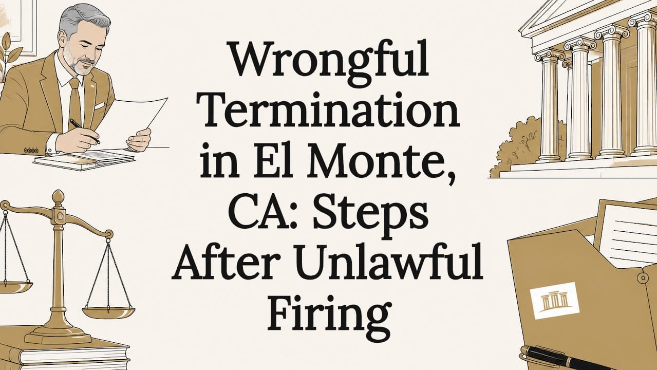 Decorative legal themed title card illustration
